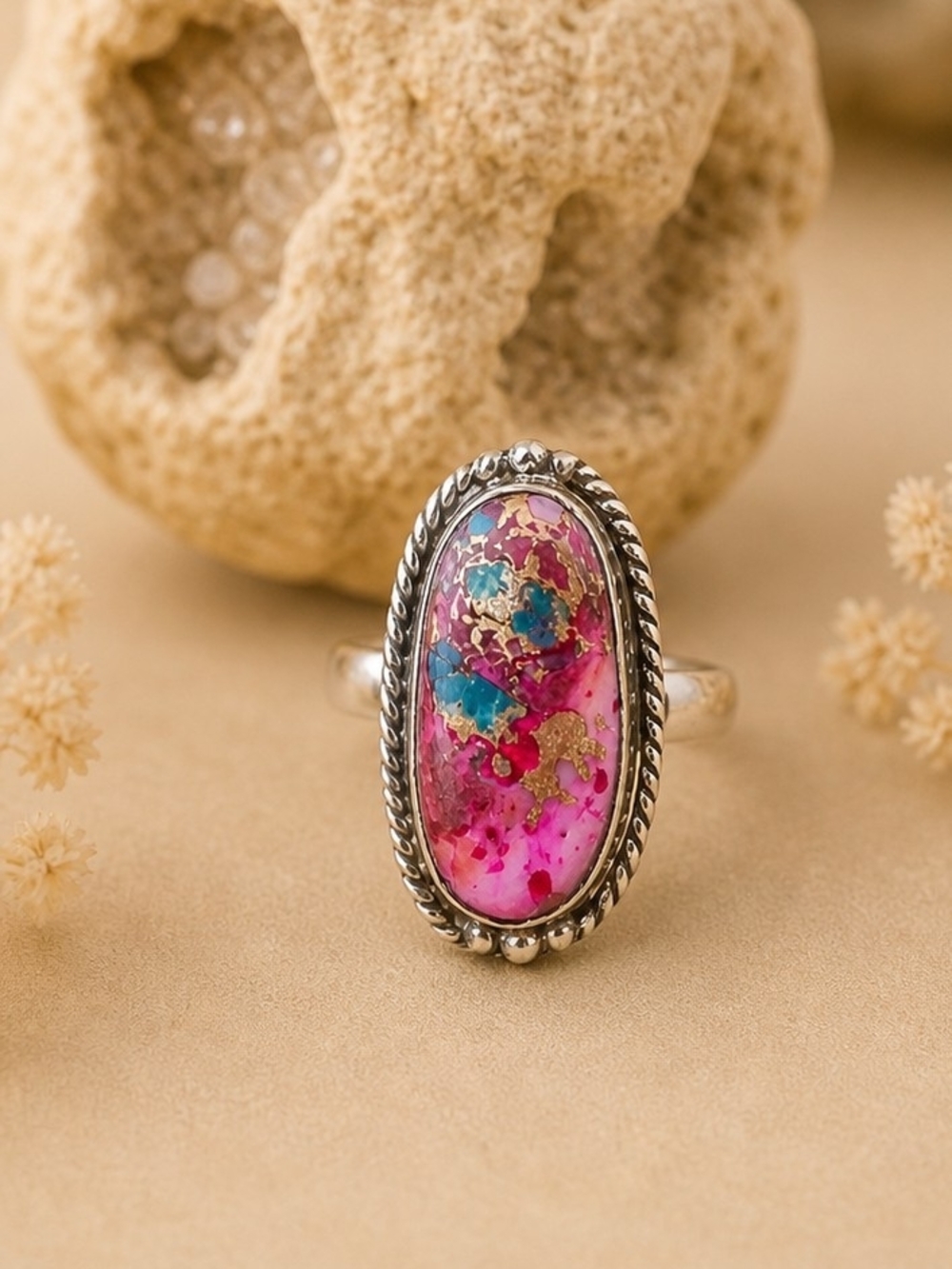 Pink Copper Turquoise Ring